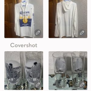 Corona Extra hoodie XXL & tall 🏝🪑2 Corona glass set 7”